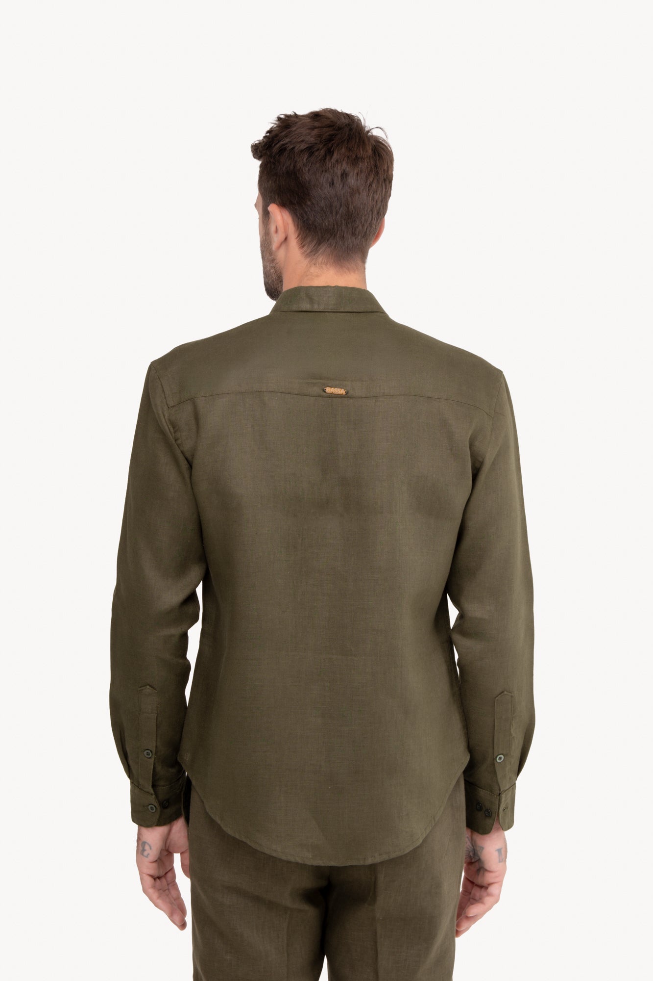 Camisa manga longa 100% Linho - VERDE MILITAR