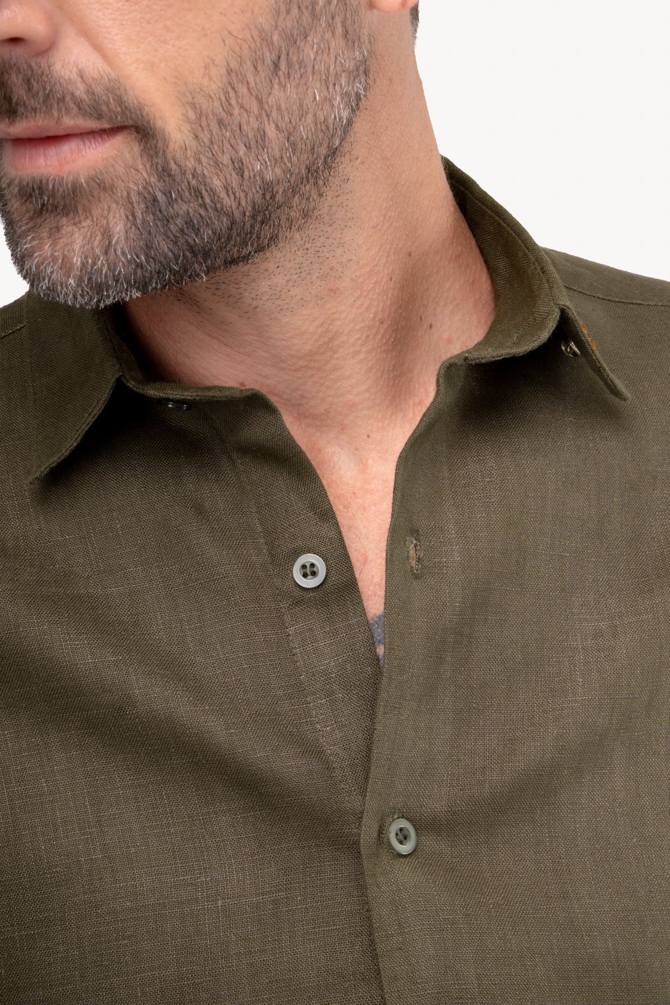 Camisa manga longa 100% Linho - VERDE MILITAR
