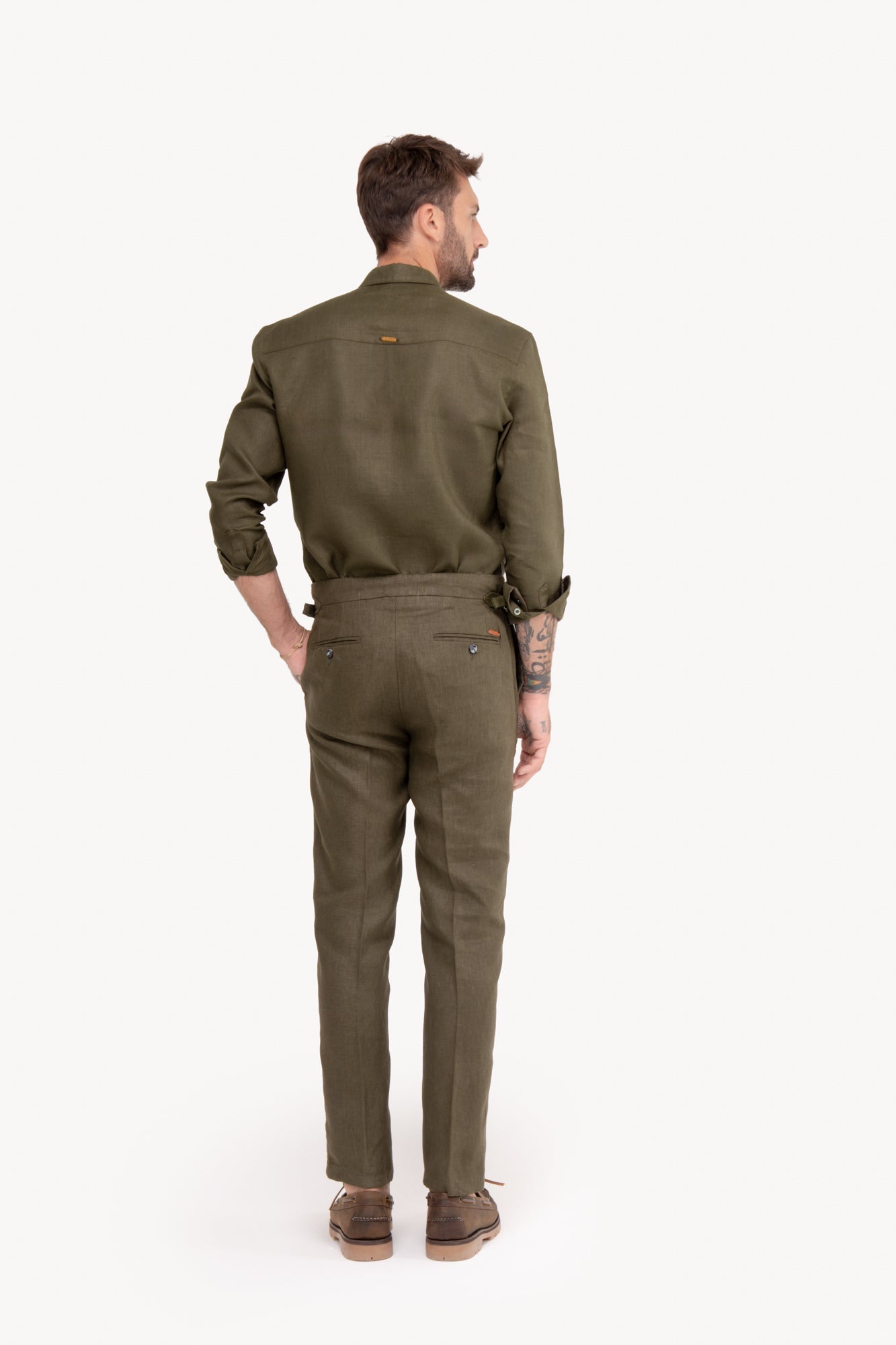 Calça Gurkha 100% linho com bolso faca - VERDE MILITAR