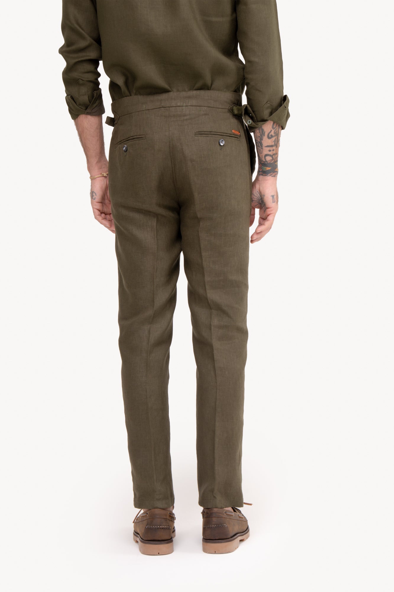 Calça Gurkha 100% linho com bolso faca - VERDE MILITAR