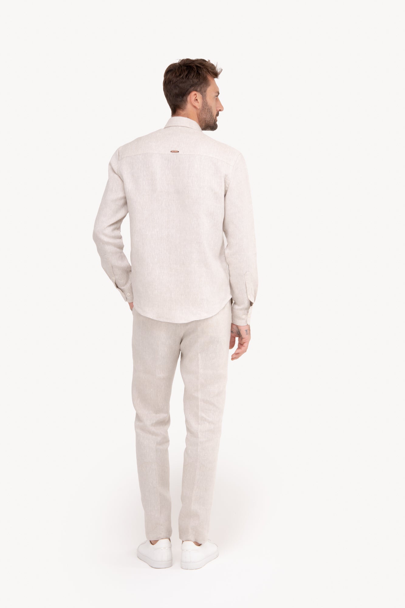 Camisa manga longa 100% Linho - AREIA