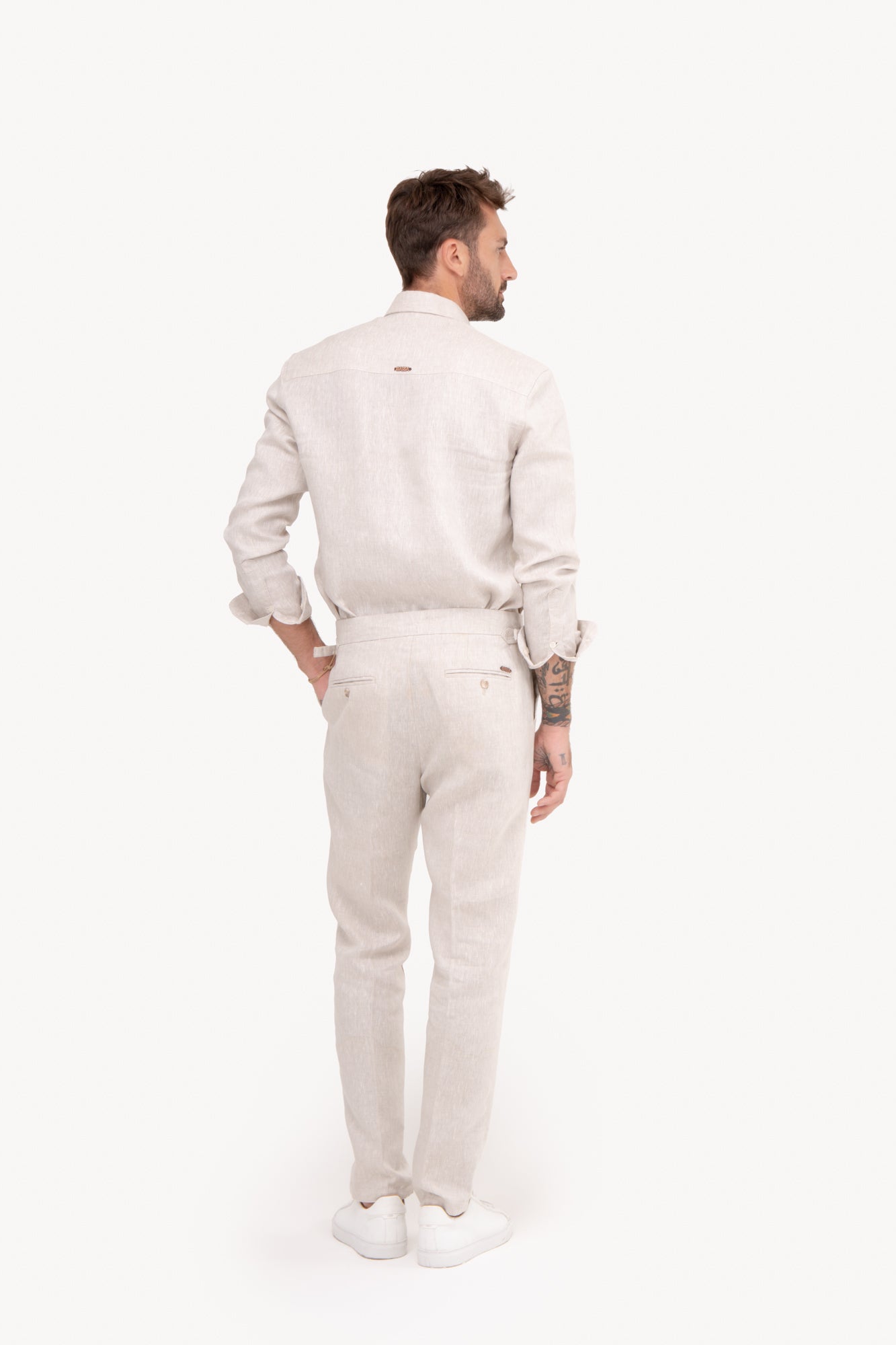Calça Gurkha 100% linho com bolso faca - NATURAL AREIA