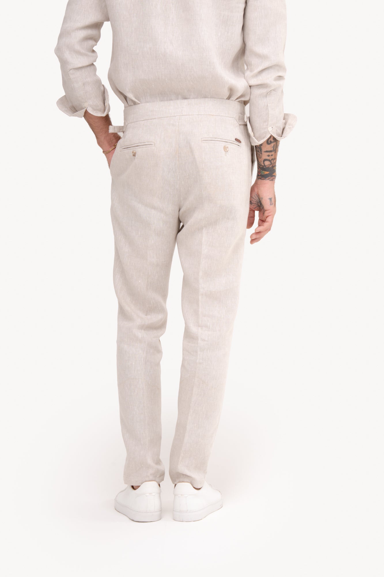 Calça Gurkha 100% linho com bolso faca - NATURAL AREIA
