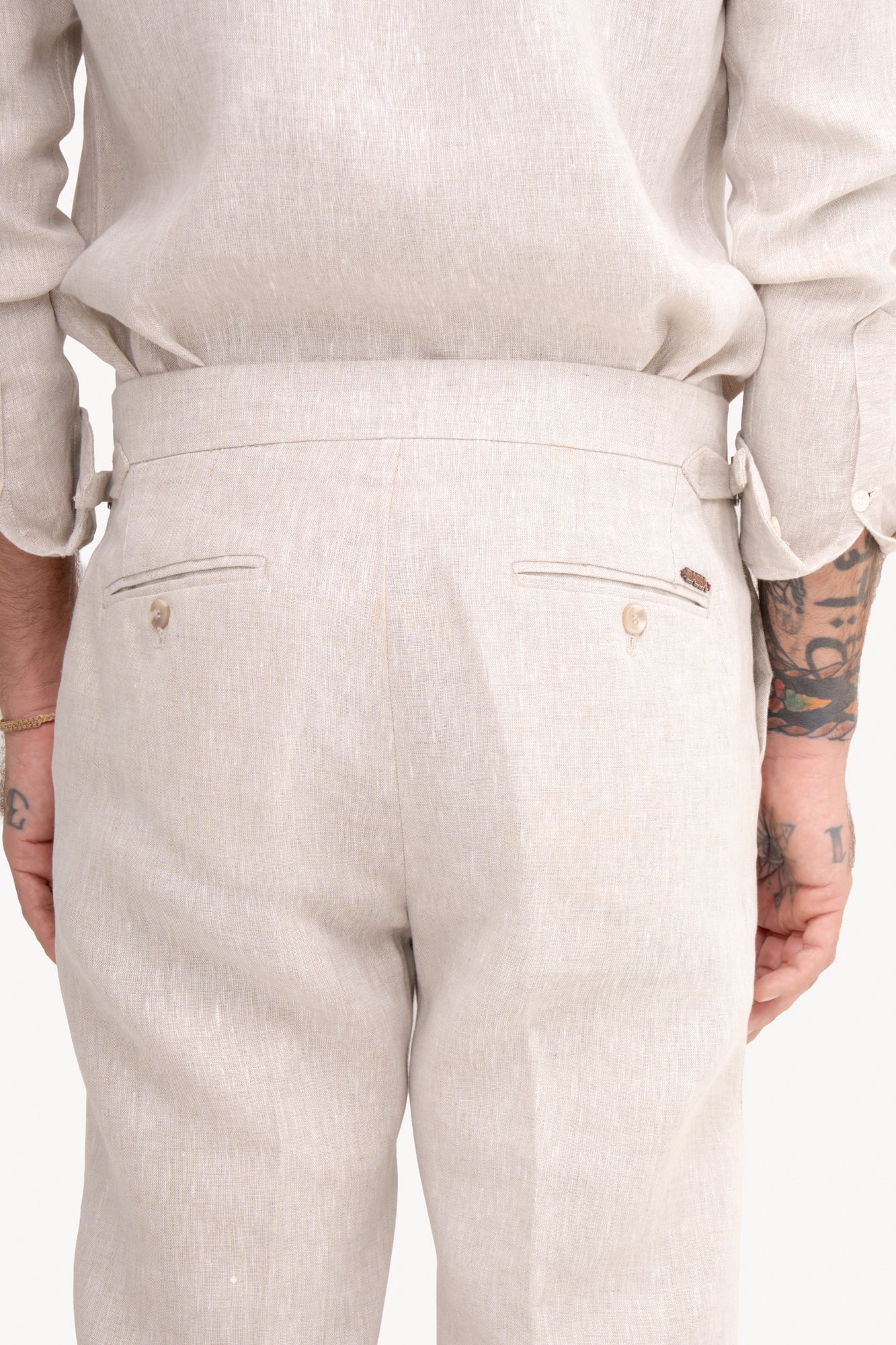 Calça Gurkha 100% linho com bolso faca - NATURAL AREIA