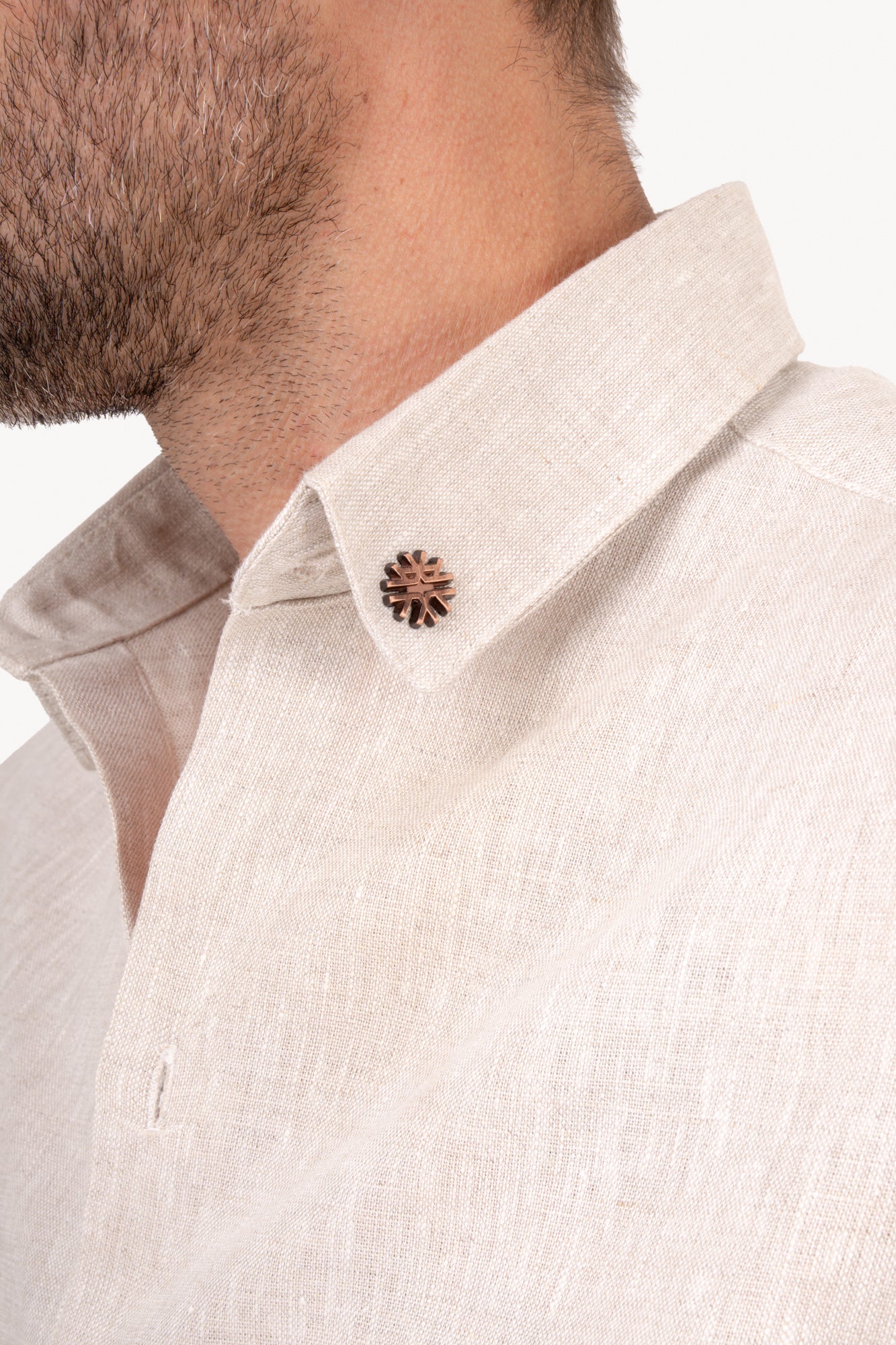 Camisa manga longa 100% Linho - AREIA