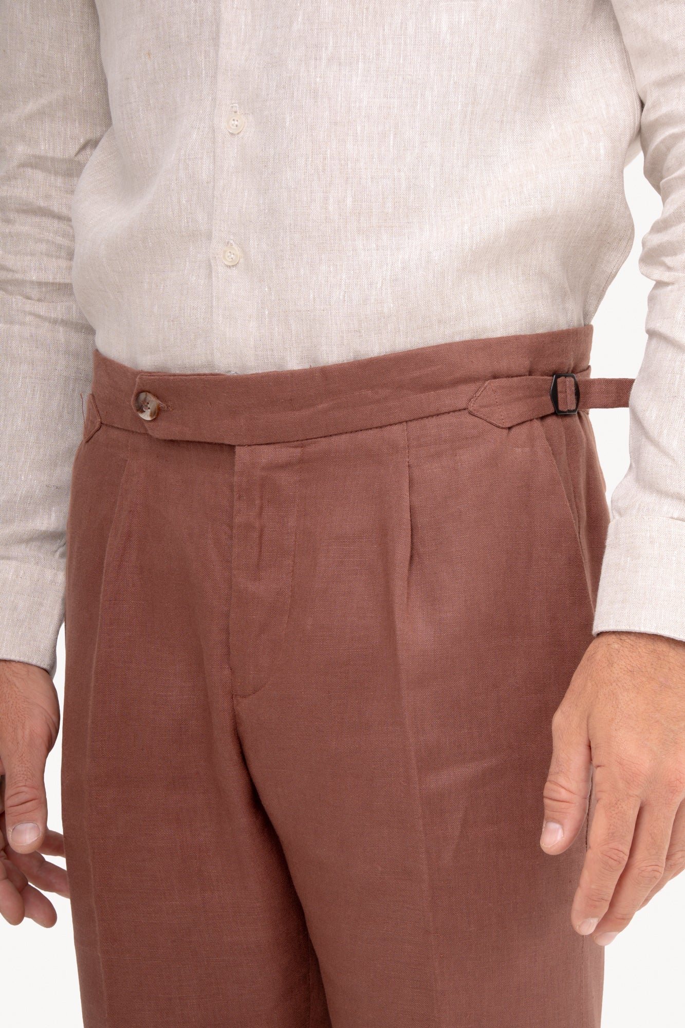 Calça Gurkha 100% linho com bolso faca - MARROM