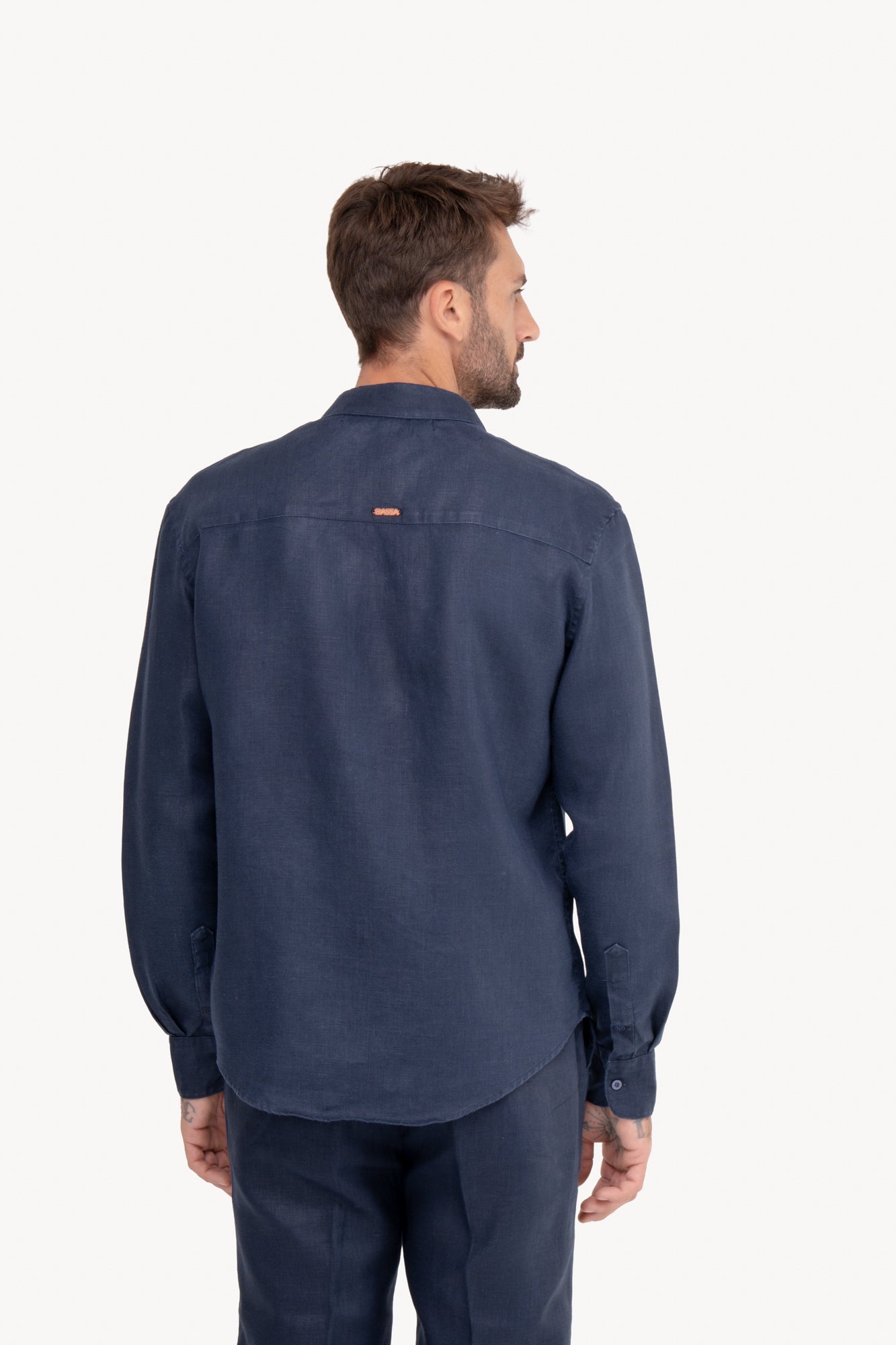 Camisa manga longa 100% Linho - AZUL MARINHO