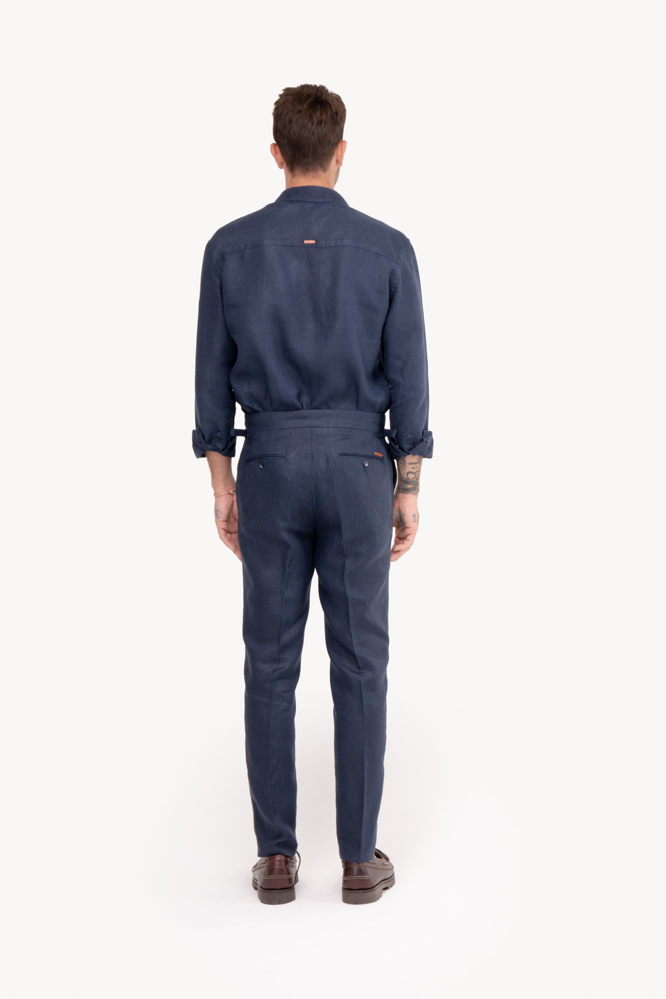 Calça Gurkha 100% linho com bolso faca - AZUL MARINHO