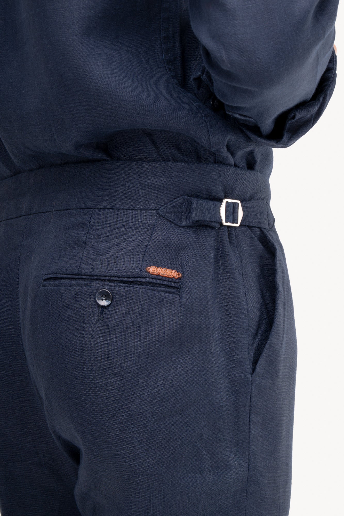 Calça Gurkha 100% linho com bolso faca - AZUL MARINHO