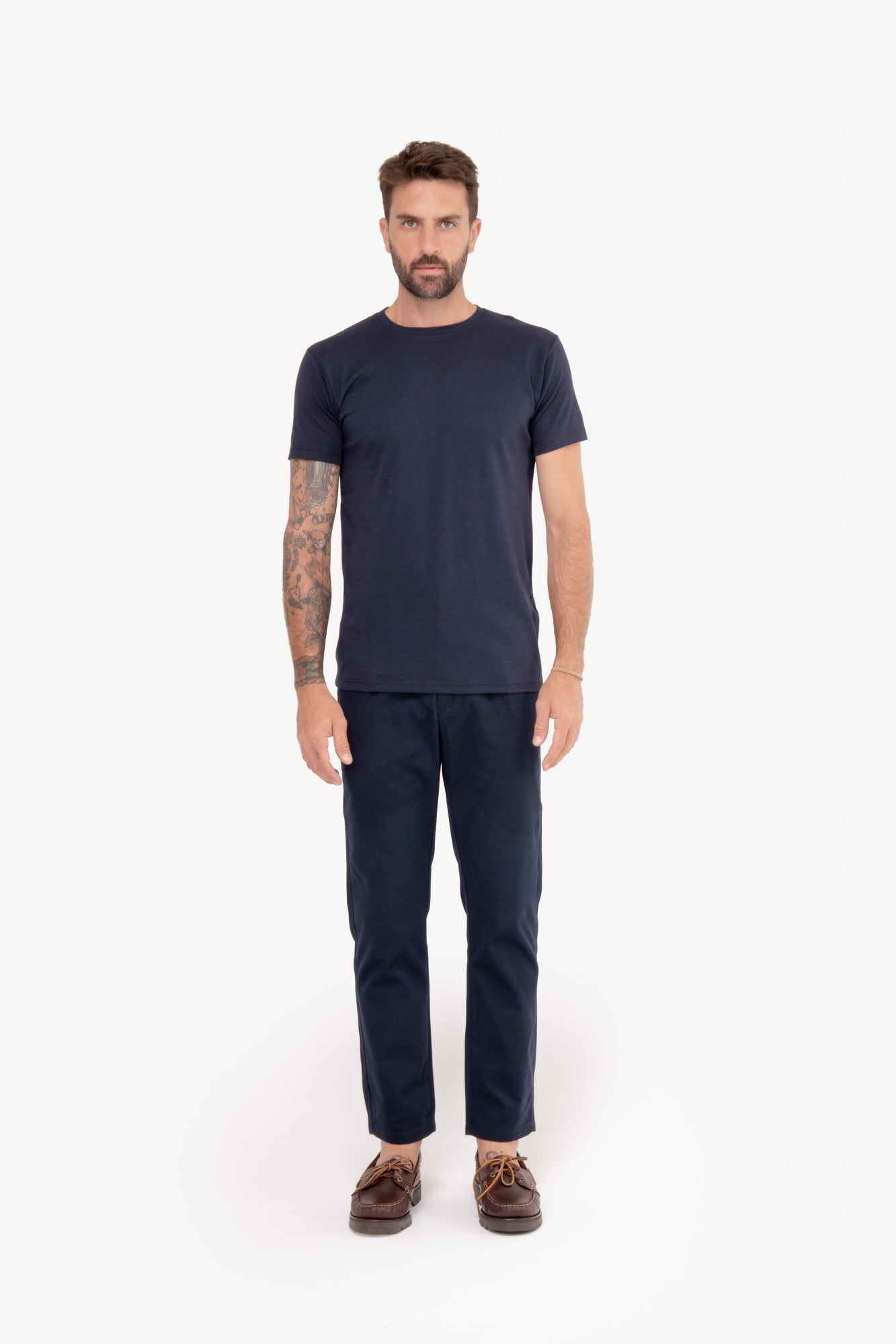 Camiseta básica algodão Pima manga curta - AZUL MARINHO