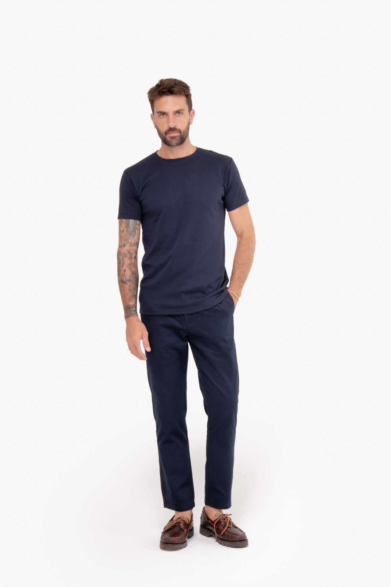 Camiseta básica algodão Pima manga curta - AZUL MARINHO
