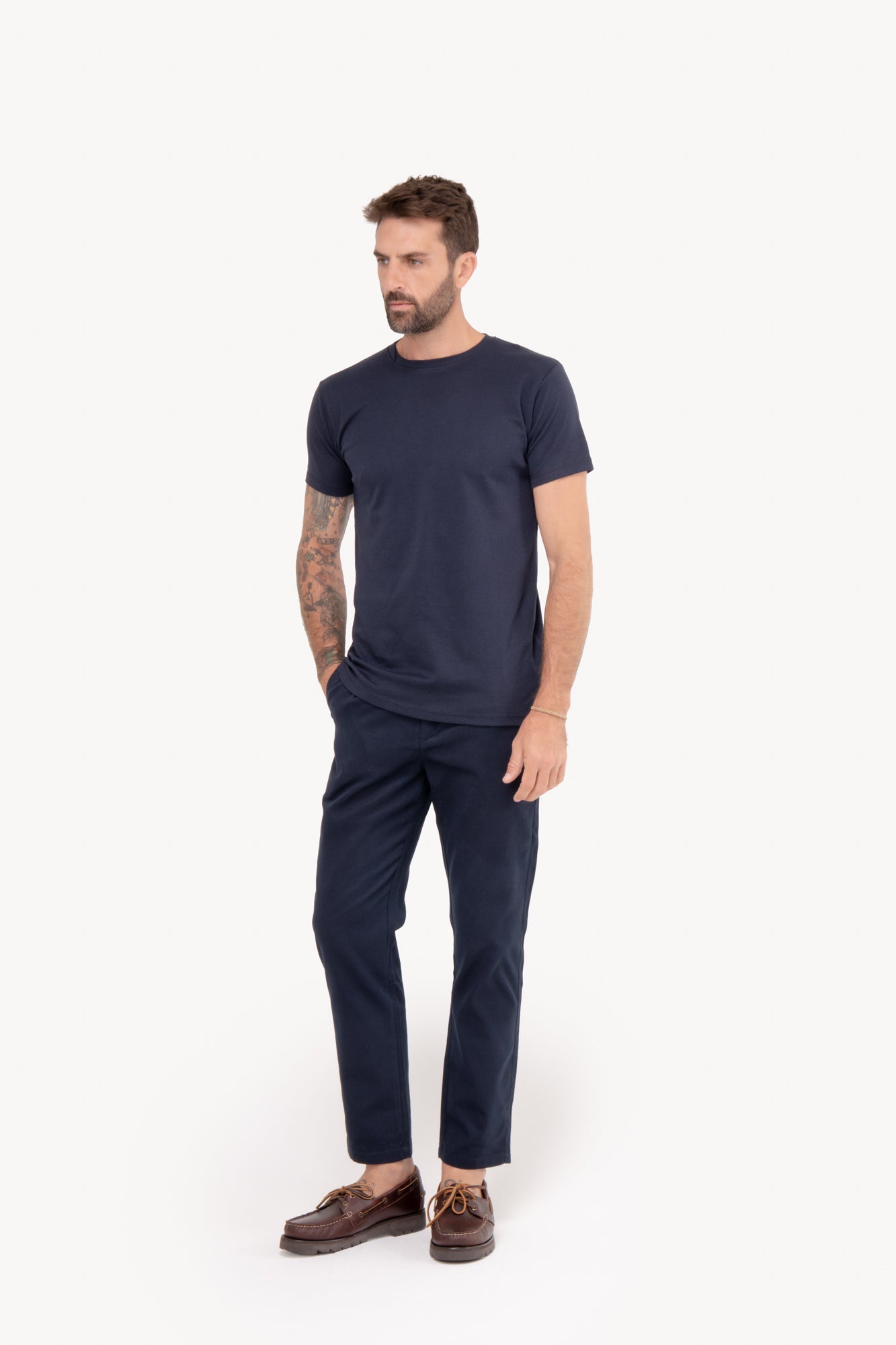 Camiseta básica algodão Pima manga curta - AZUL MARINHO