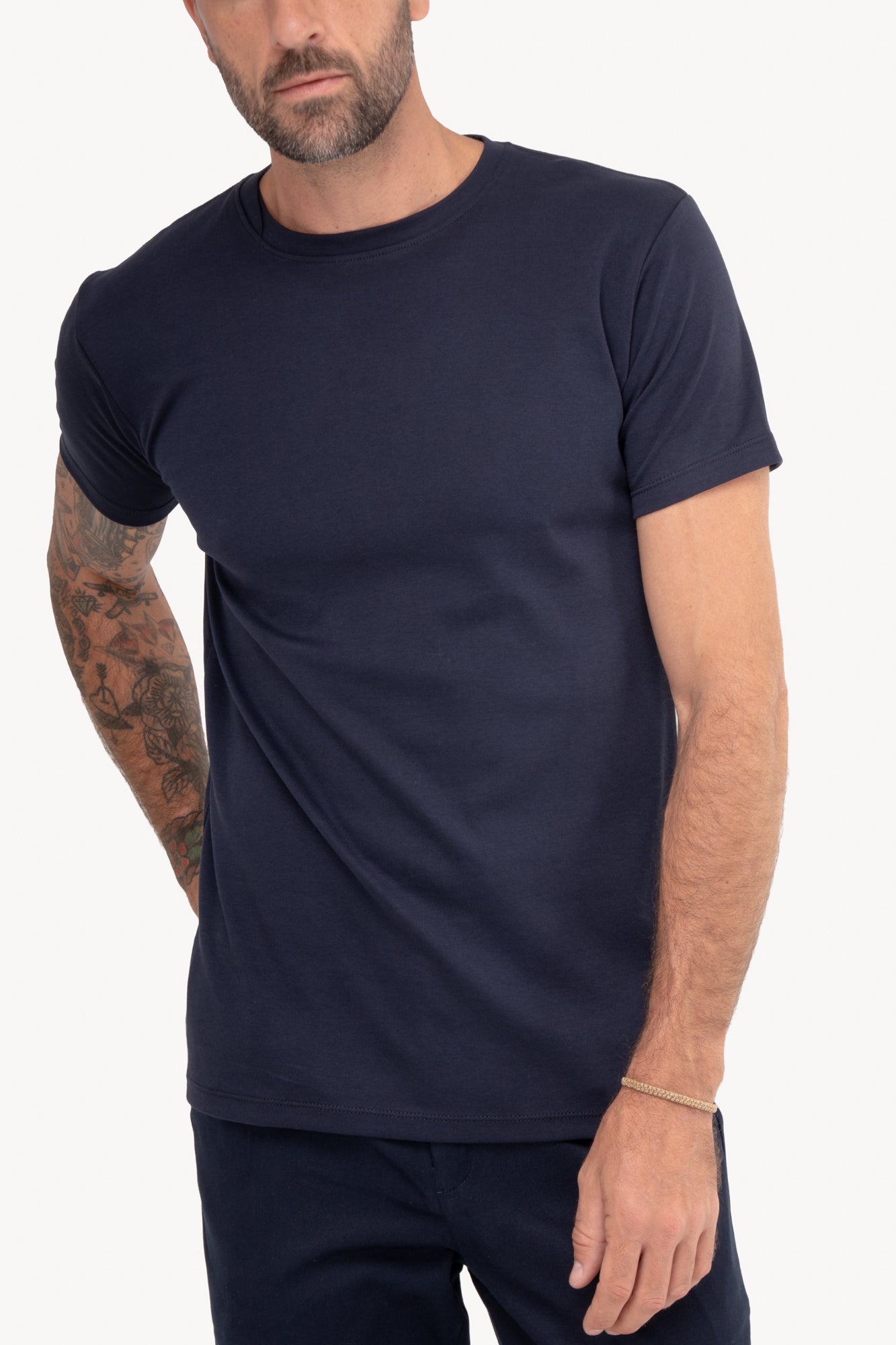Camiseta básica algodão Pima manga curta - AZUL MARINHO