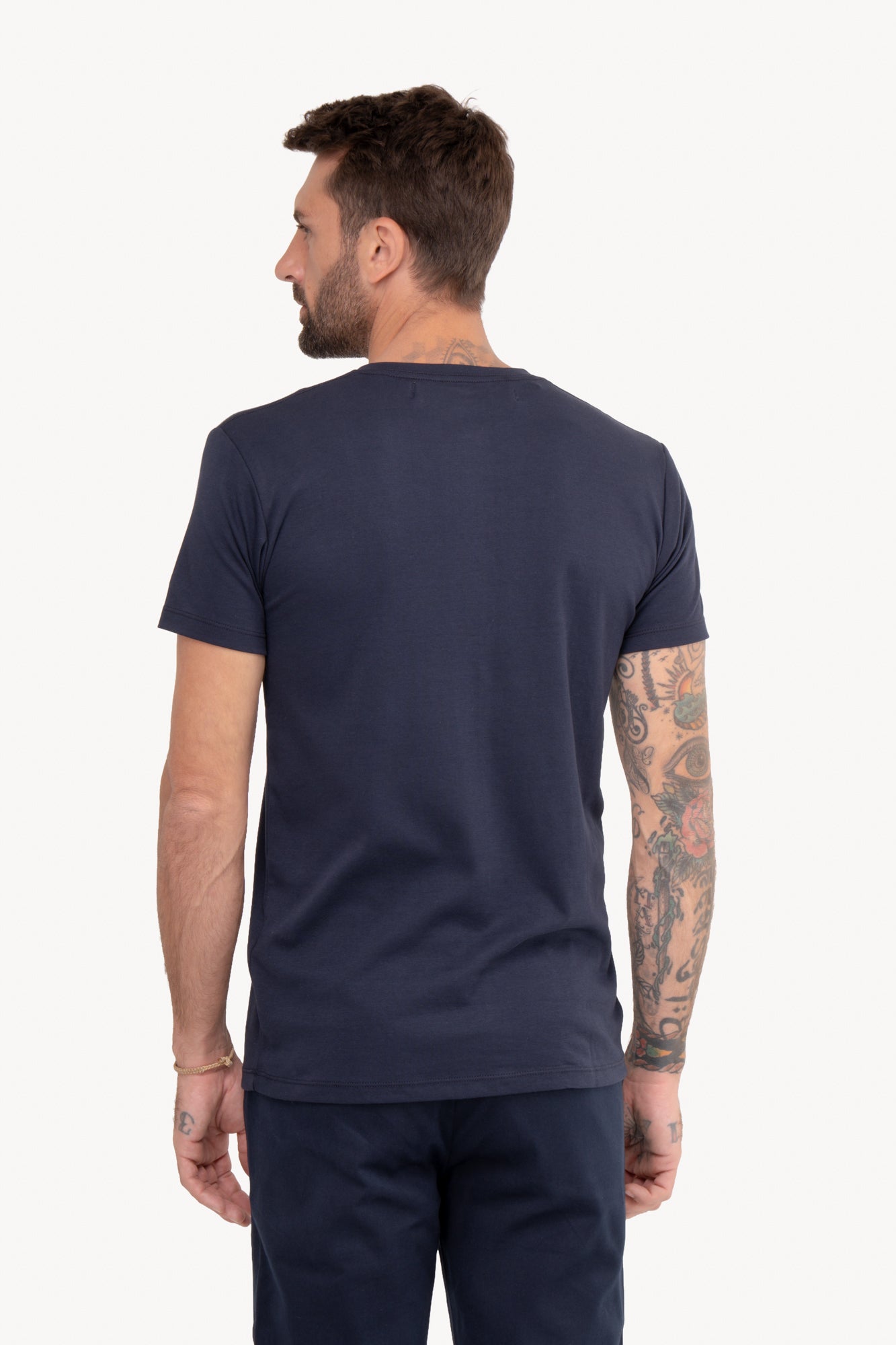 Camiseta básica algodão Pima manga curta - AZUL MARINHO