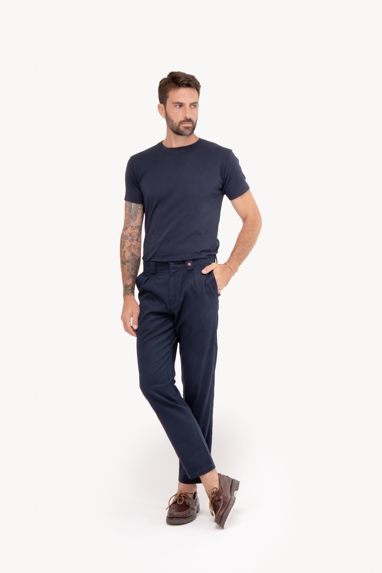 Camiseta básica algodão Pima manga curta - AZUL MARINHO