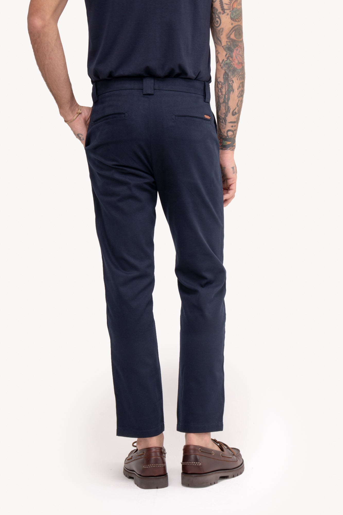 Calça Reta 100% Algodão com bolso faca - AZUL MARINHO