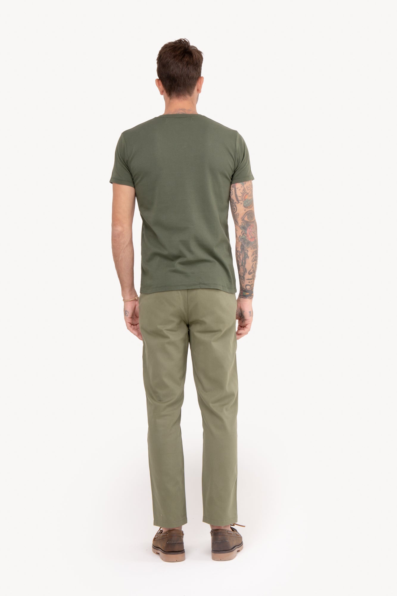 Calça Reta 100% Algodão com bolso faca - VERDE OLIVA