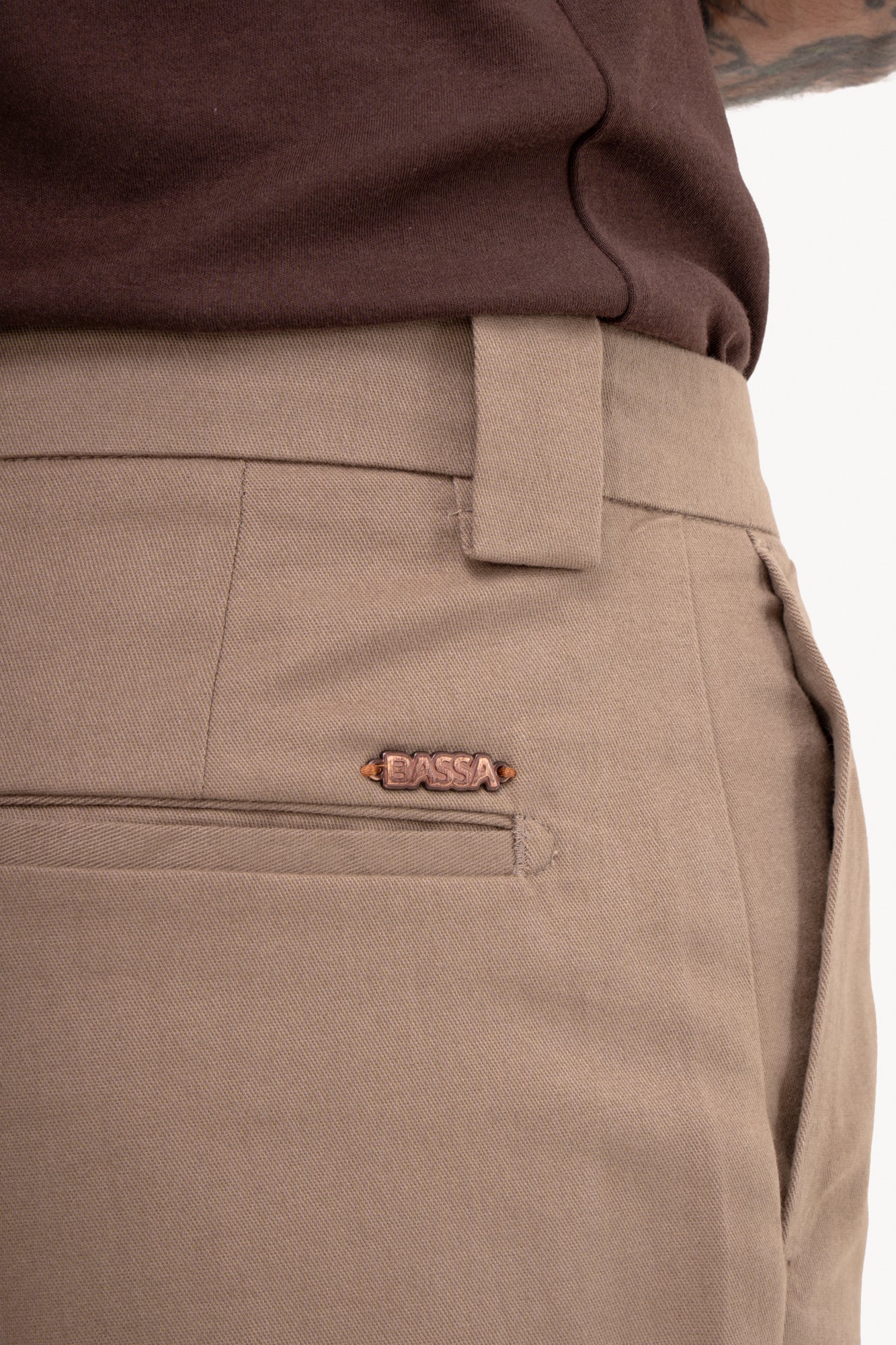 Calça Reta 100% Algodão com bolso faca - CAQUI