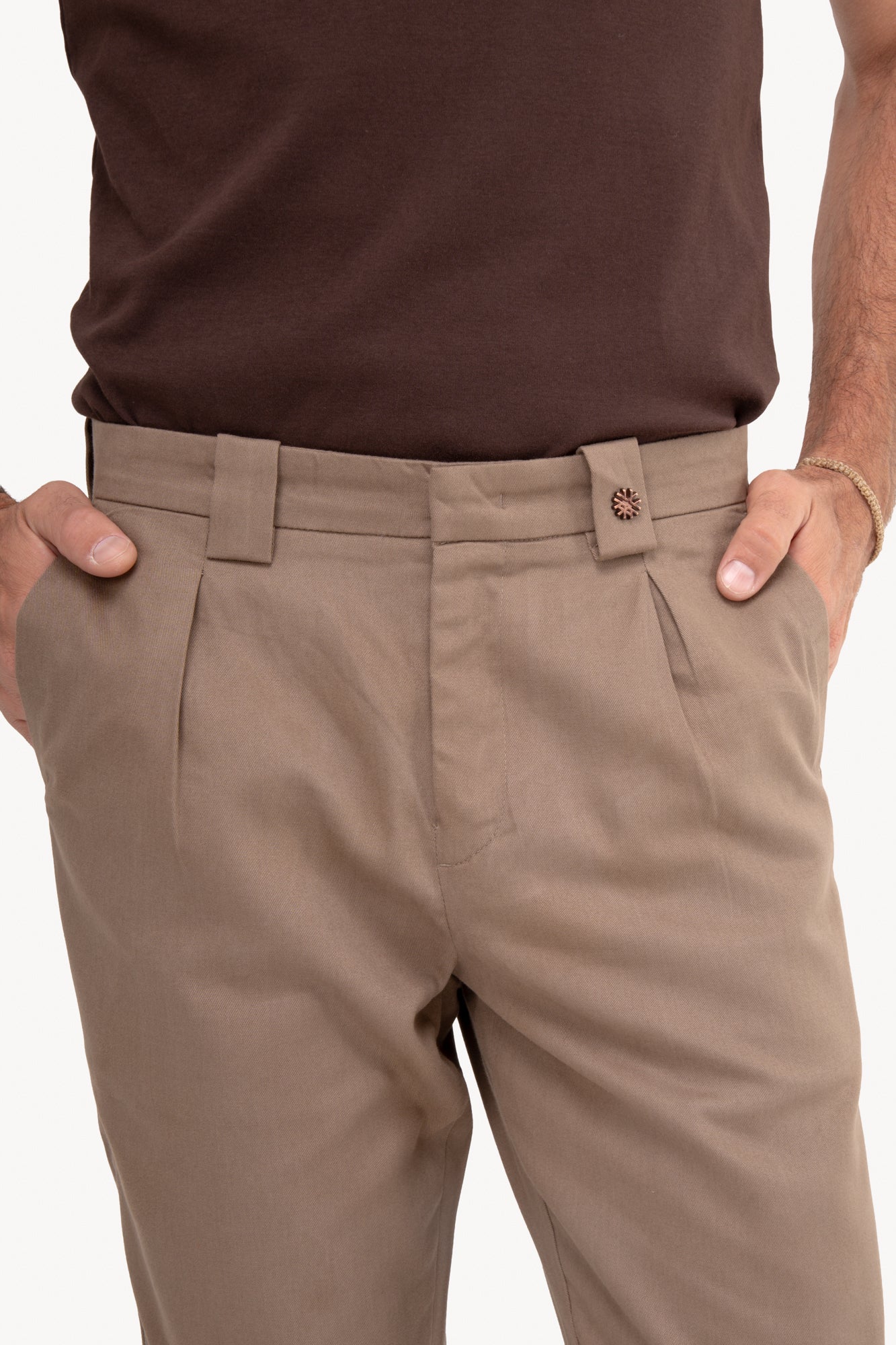 Calça Reta 100% Algodão com bolso faca - CAQUI