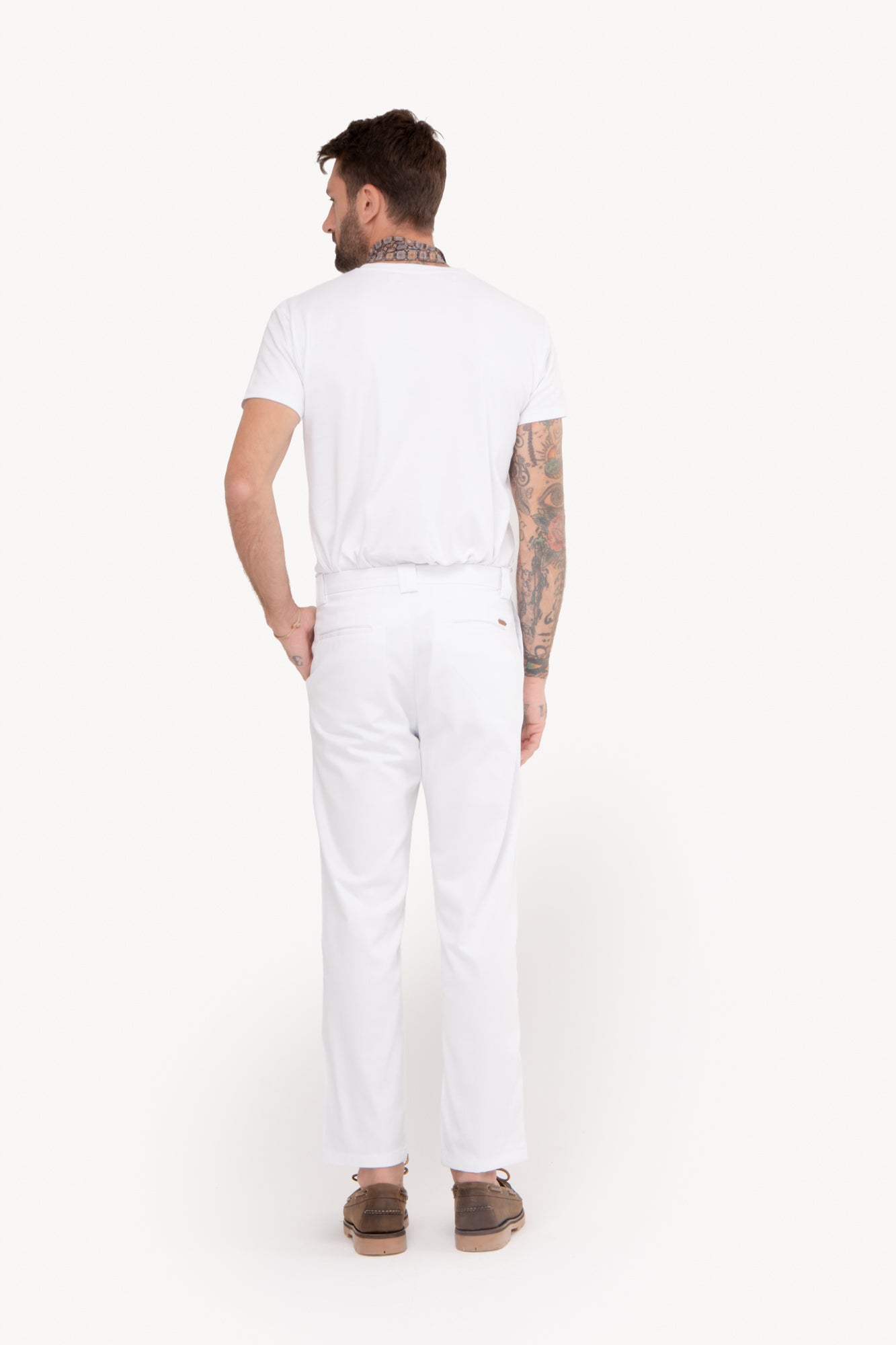 Calça Reta 100% Algodão com bolso faca - BRANCA