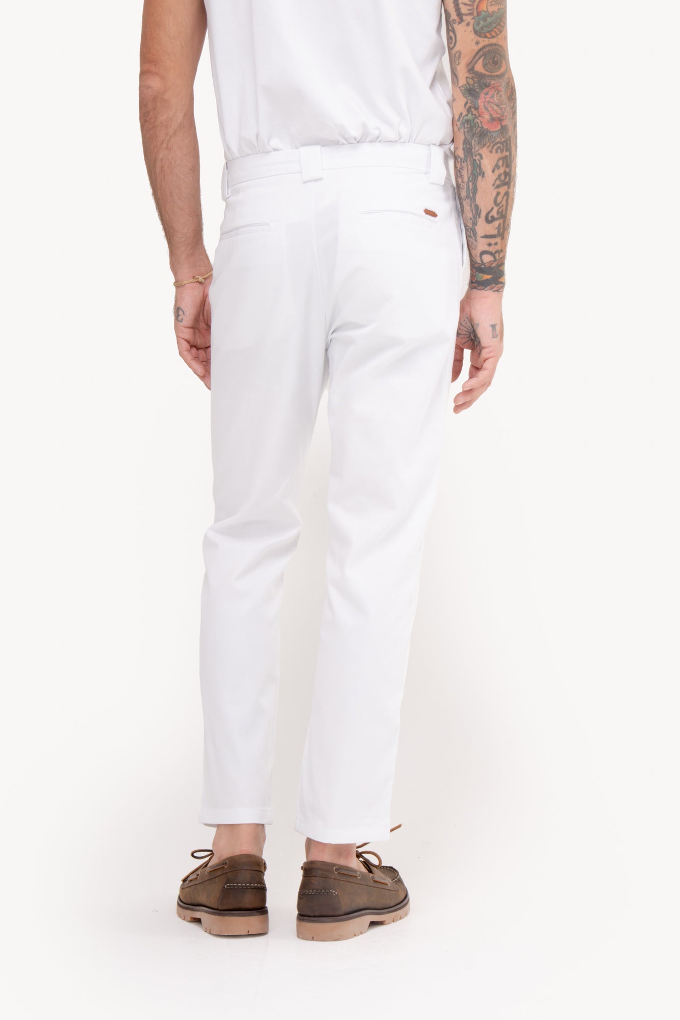 Calça Reta 100% Algodão com bolso faca - BRANCA