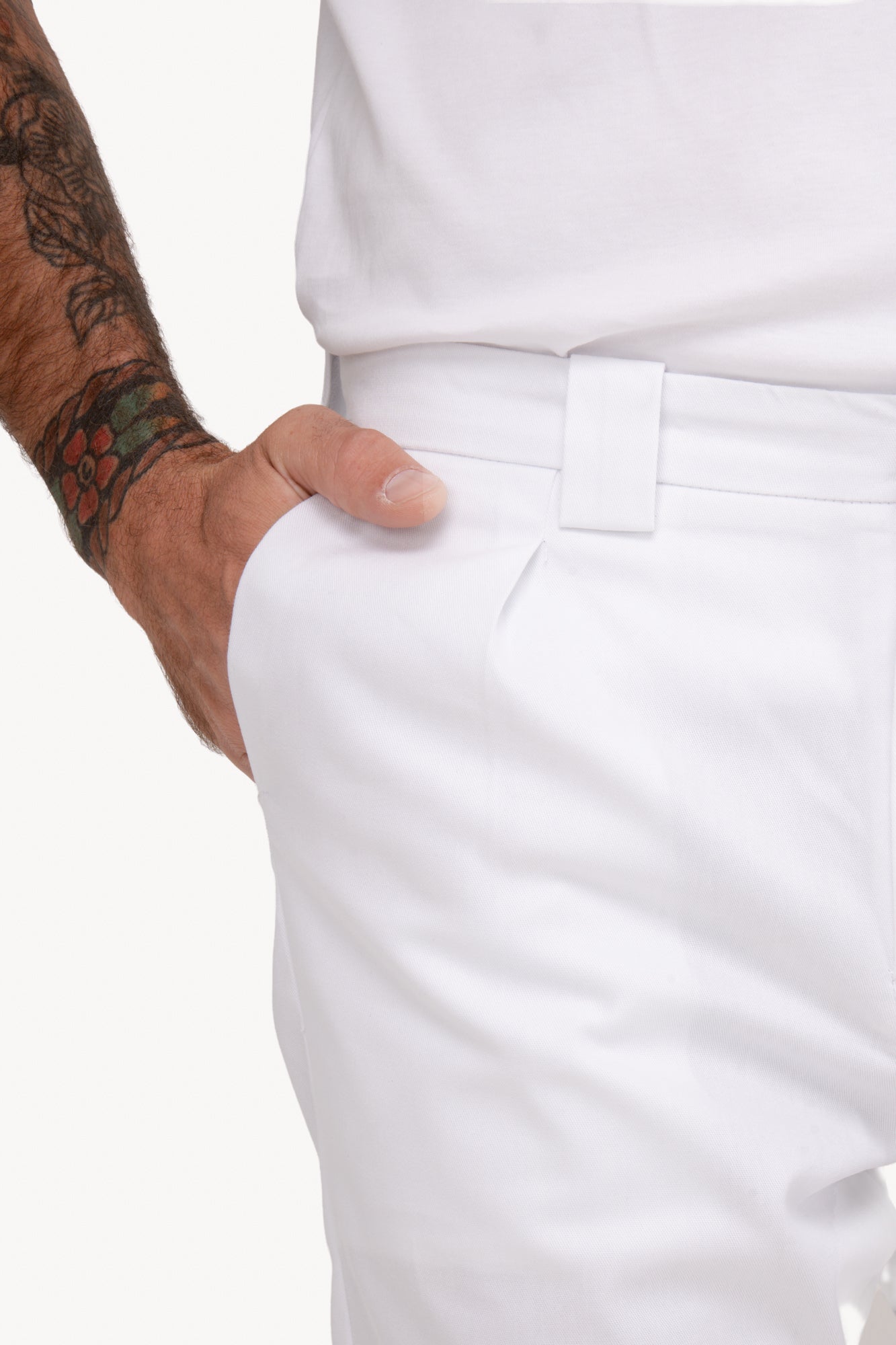 Calça Reta 100% Algodão com bolso faca - BRANCA