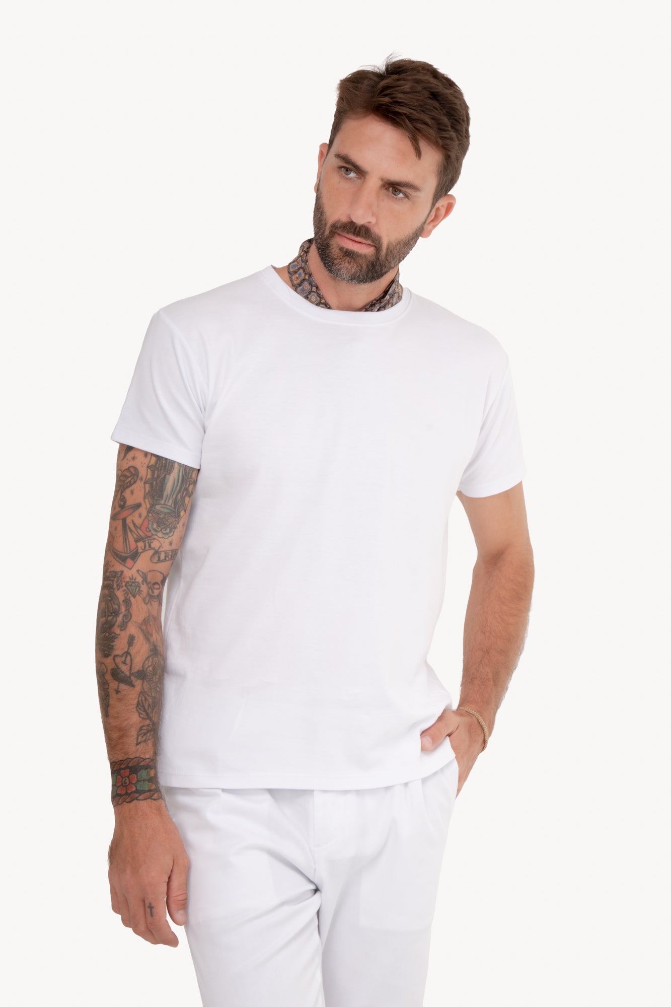 Camiseta básica algodão Pima manga curta - BRANCA